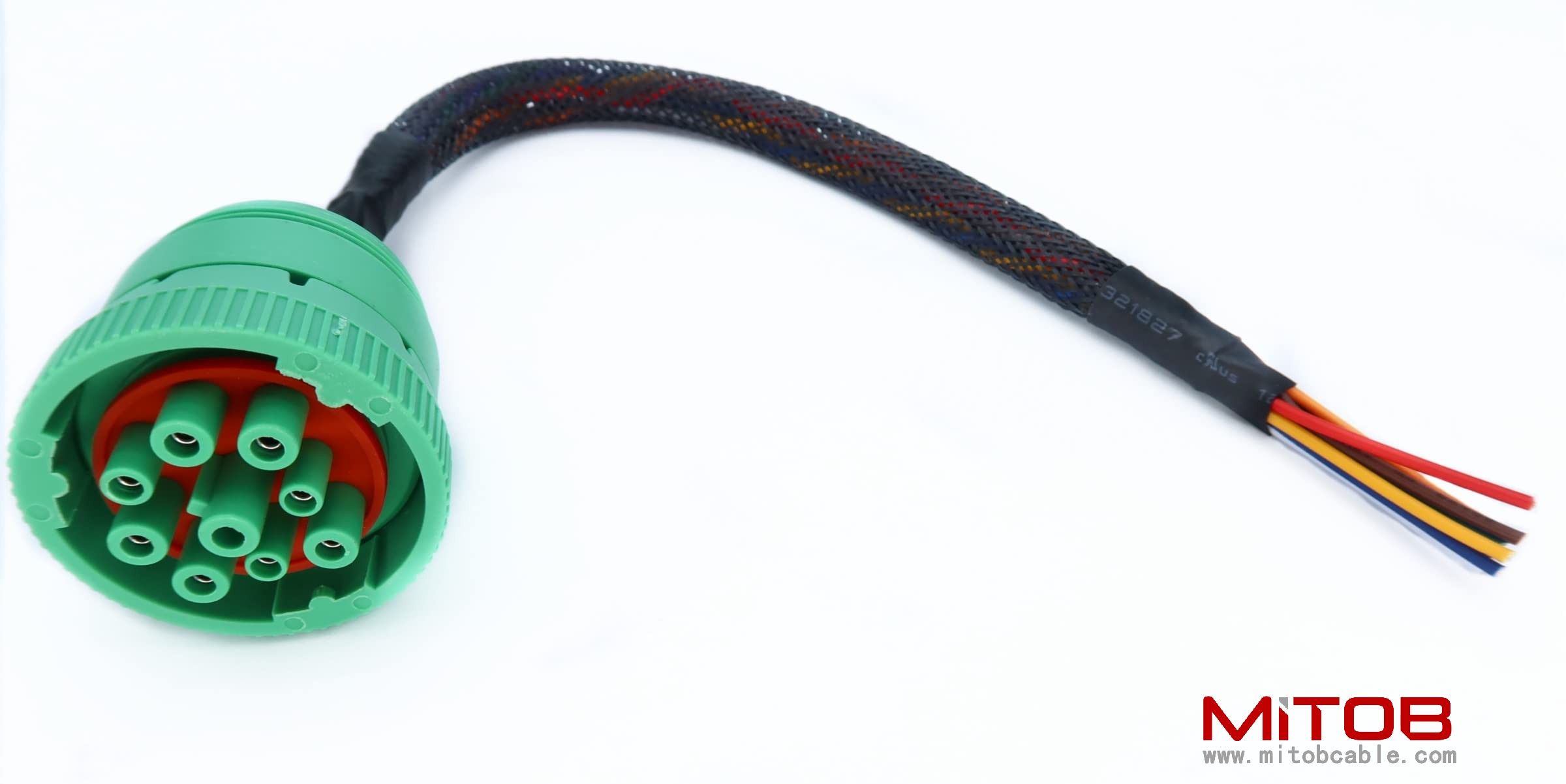 Green 9P j1939 Pigtail Cable 9PIn Male to Open End Pigtail Cable