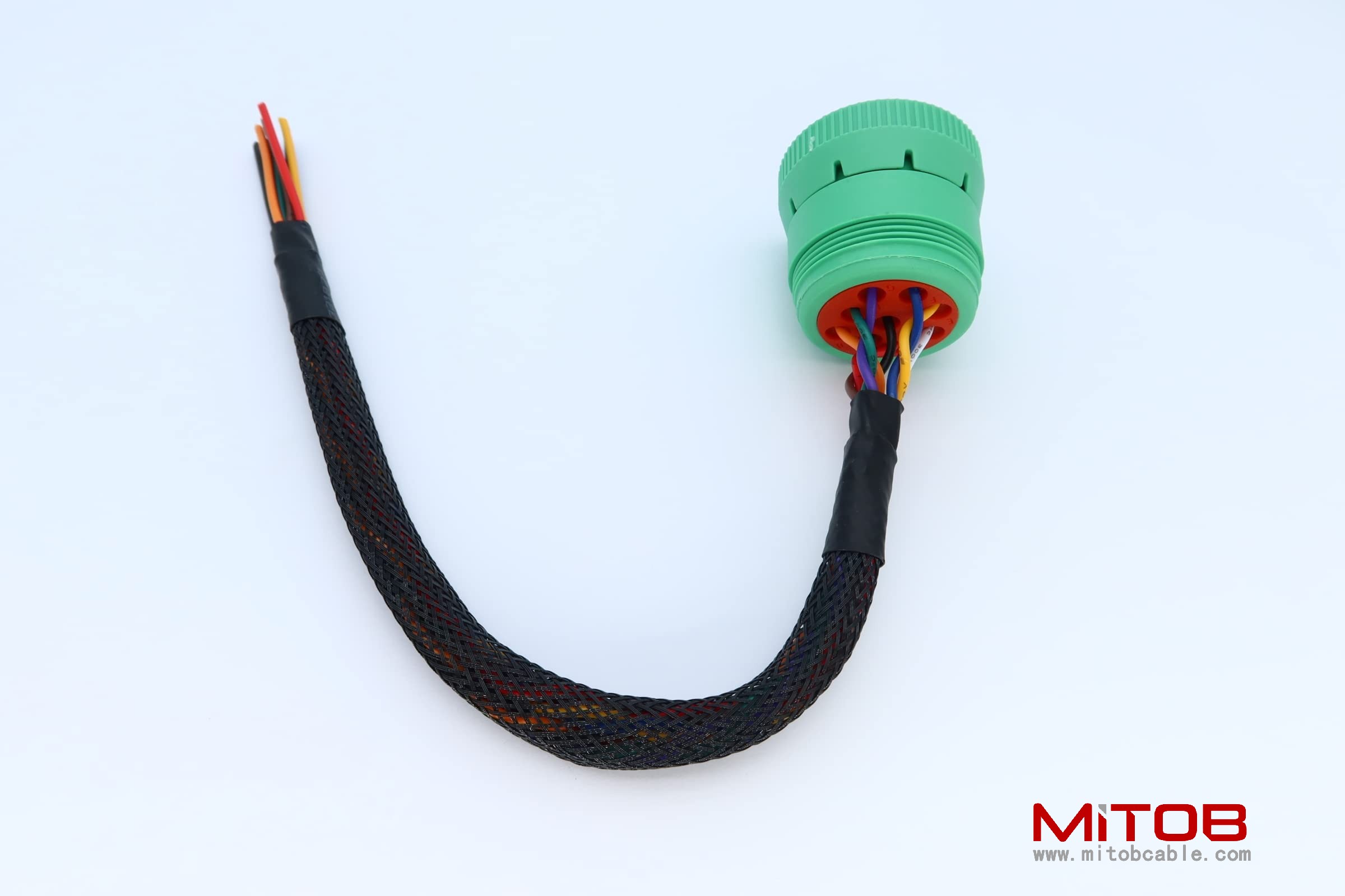 Green 9P j1939 Pigtail Cable 9PIn Male to Open End Pigtail Cable