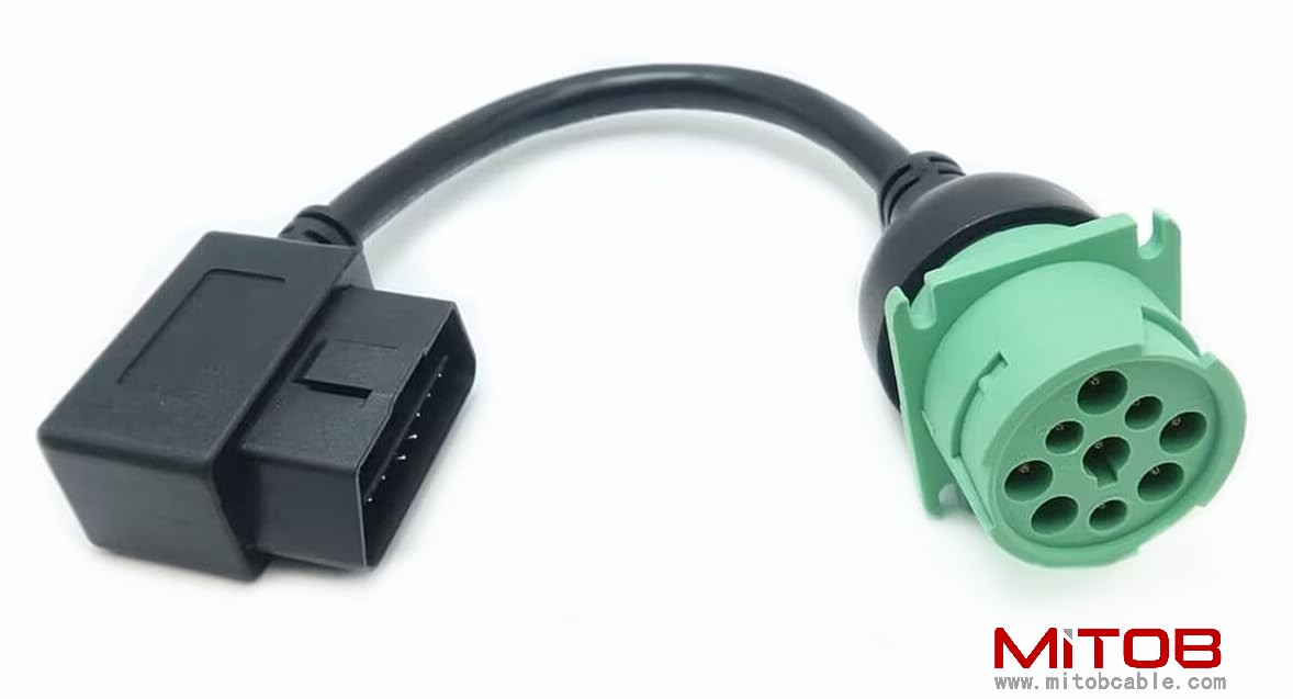 Right Angle OBD2 OBDII 16pin Male to J1939 Female Port OBD2 Cable for Diagnostic Tool & Code Reader & ELD Tracker