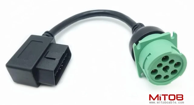 Right Angle OBD2 OBDII 16pin Male to J1939 Female Port OBD2 Cable for Diagnostic Tool & Code Reader & ELD Tracker