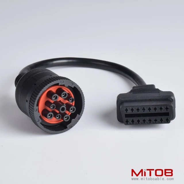 30 CM J1939 9 pin to OBD2 16pin cable for Cummins