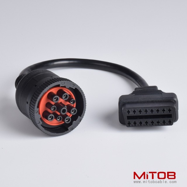 30 CM J1939 9 pin to OBD2 16pin cable for Cummins