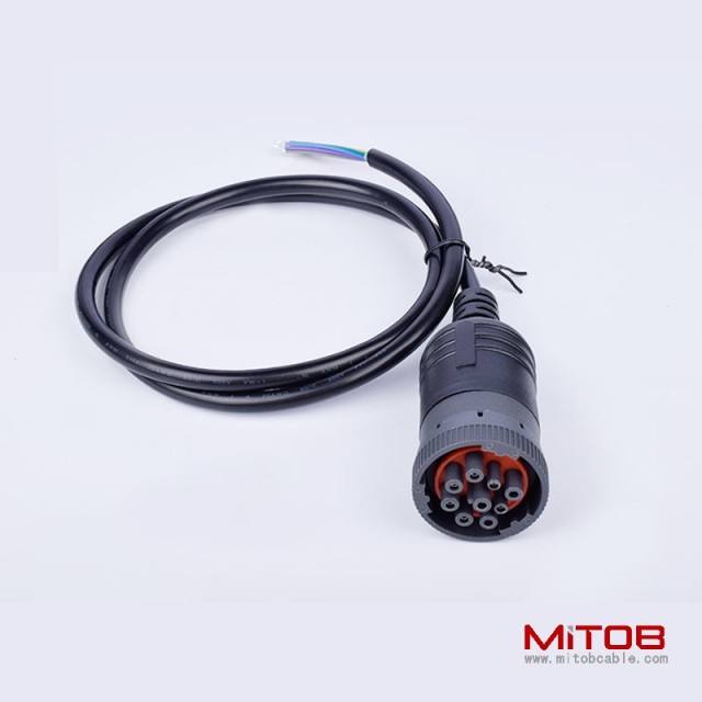 1 meter J1939 9Pin plug to  open end diagnostic cable  for Cummins