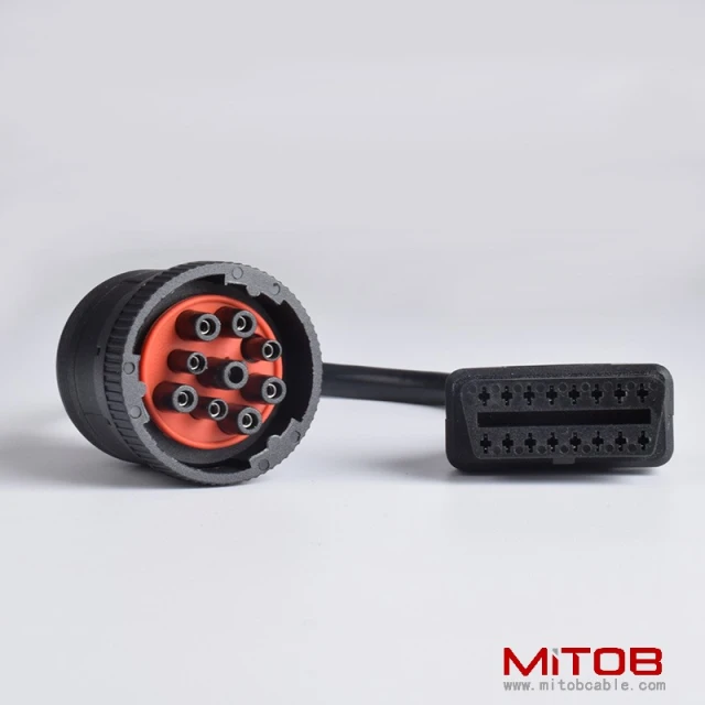 30 CM J1939 9 pin to OBD2 16pin cable for Cummins