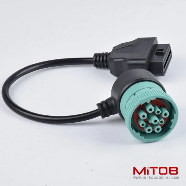 Right angle J1939 9 pin to OBD 16pin cable  for Cummins