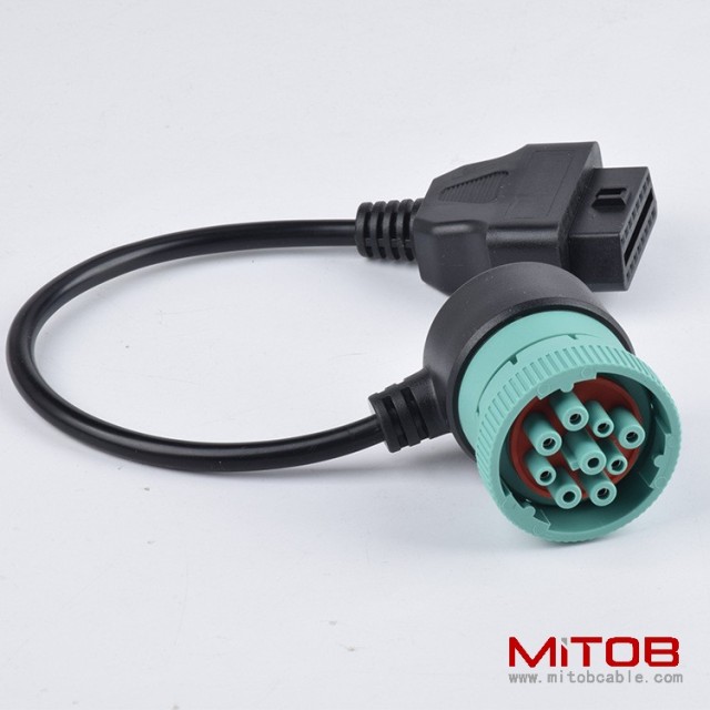 Right angle J1939 9 pin to OBD 16pin cable  for Cummins