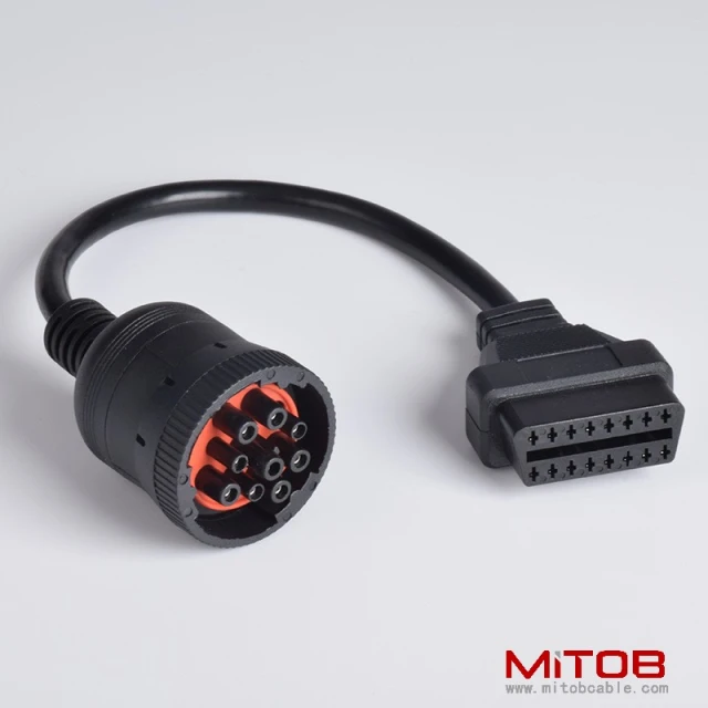30 CM J1939 9 pin to OBD2 16pin cable for Cummins