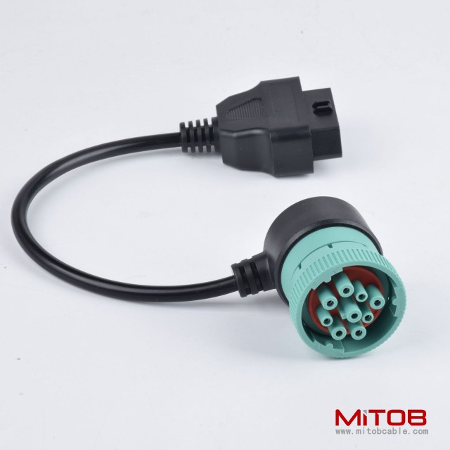 Right angle J1939 9 pin to OBD 16pin cable  for Cummins