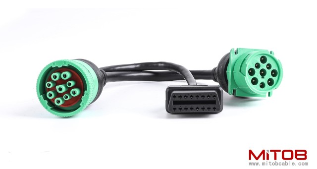 1pcs J1939 Male to J1939 Female and OBD2 Splitter Cable