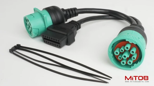 1pcs J1939 Male to J1939 Female and OBD2 Splitter Cable