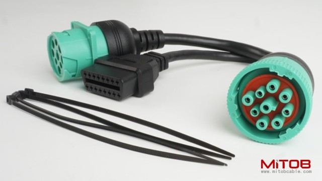1pcs J1939 Male to J1939 Female and OBD2 Splitter Cable