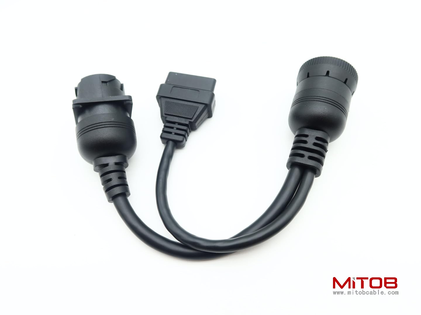 9pin Type1 SAE J1939 Male to Female to 16pin OBD2 Female Port Splitter Y Cable for Freightliner Truck