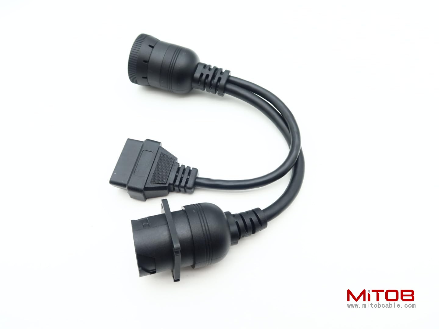 9pin Type1 SAE J1939 Male to Female to 16pin OBD2 Female Port Splitter Y Cable for Freightliner Truck