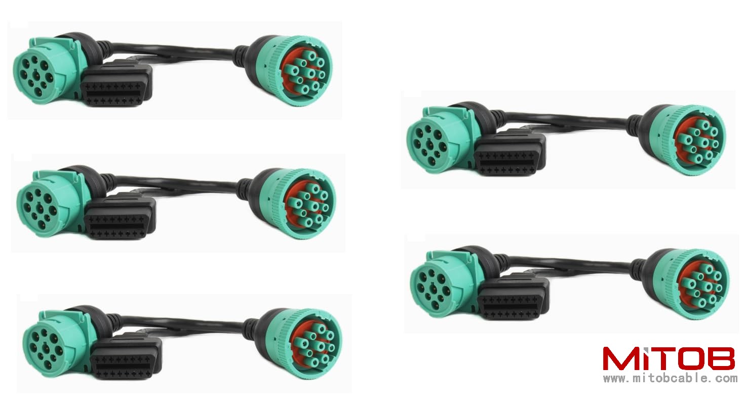 5pcs J1939 Male to J1939 Female and OBD2 Splitter Y  Cable