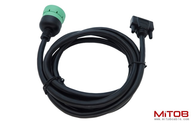 Type2 Green 9Pin J1939 to DB15 ELD Cable for Fleet Management ELD Device