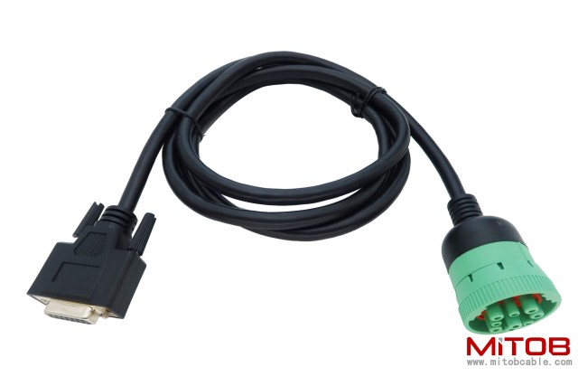Type2 Green 9Pin J1939 to DB15 ELD Cable for Fleet Management ELD Device