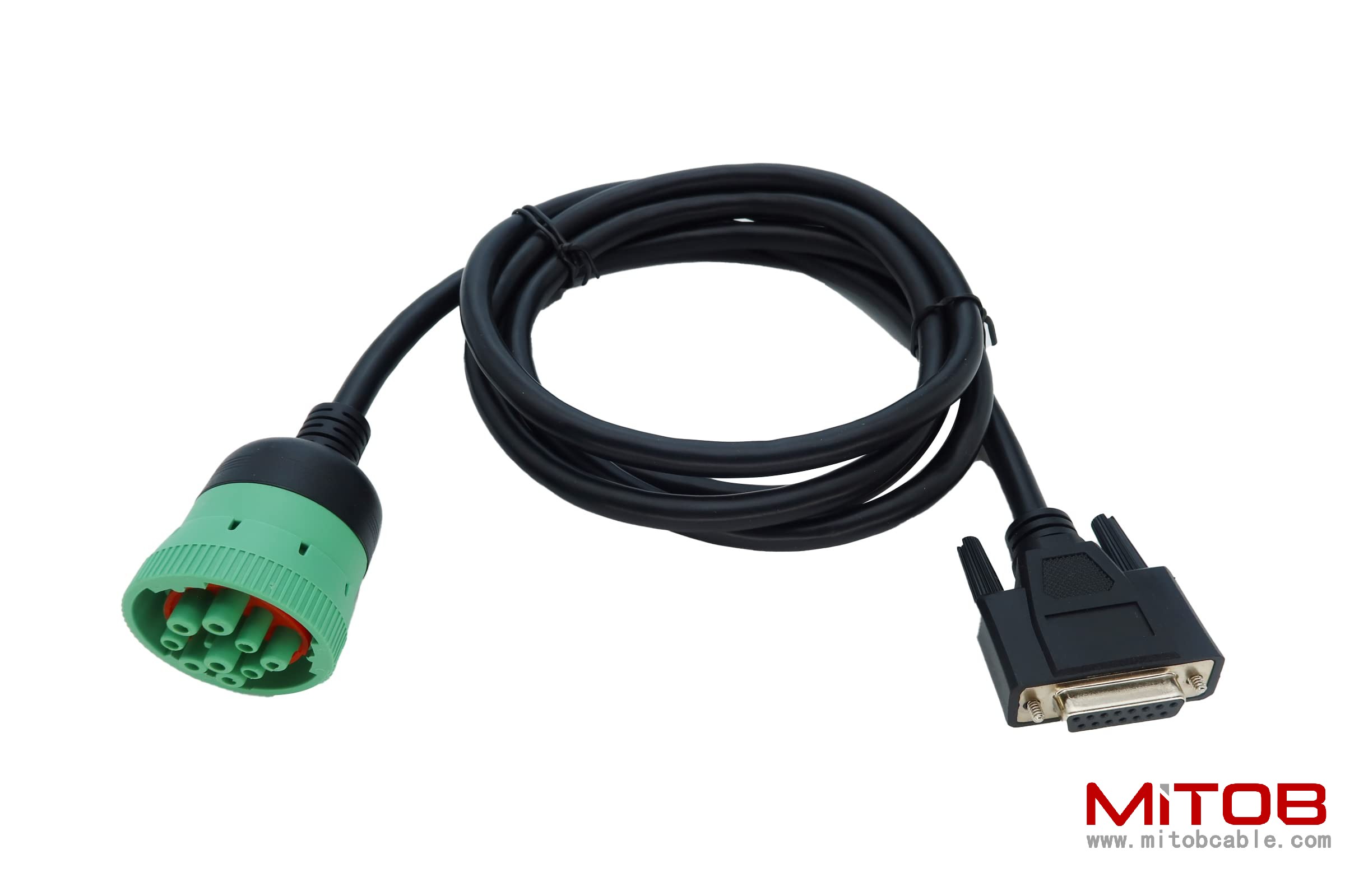Type2 Green 9Pin J1939 to DB15 ELD Cable for Fleet Management ELD Device