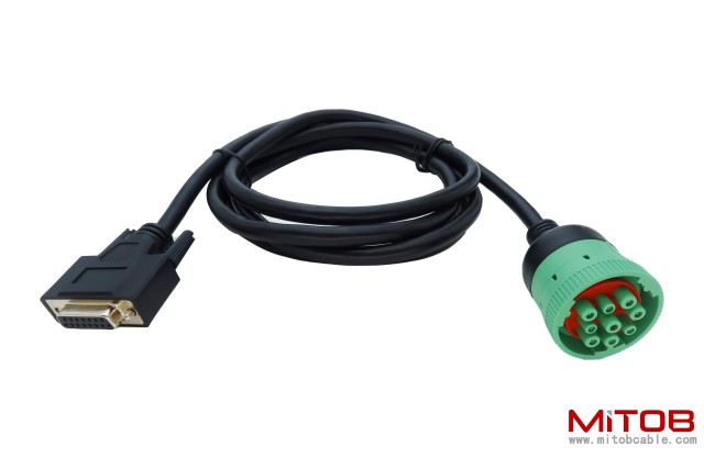 Type2 Green 9Pin J1939 to DB15 ELD Cable for Fleet Management ELD Device