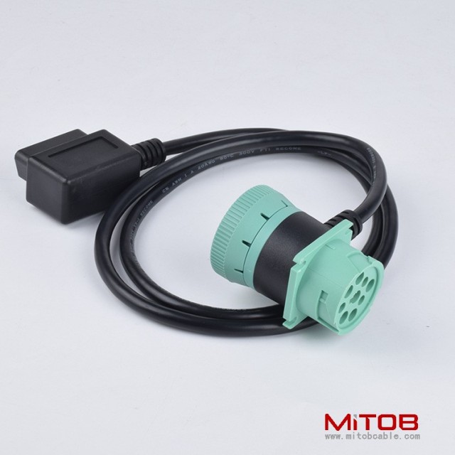 1 meter  obd  16pin  female  to  J1939  9pin  female and   J1939  9pin  male cable  J1939 9Pin cable for truck Cummins engines