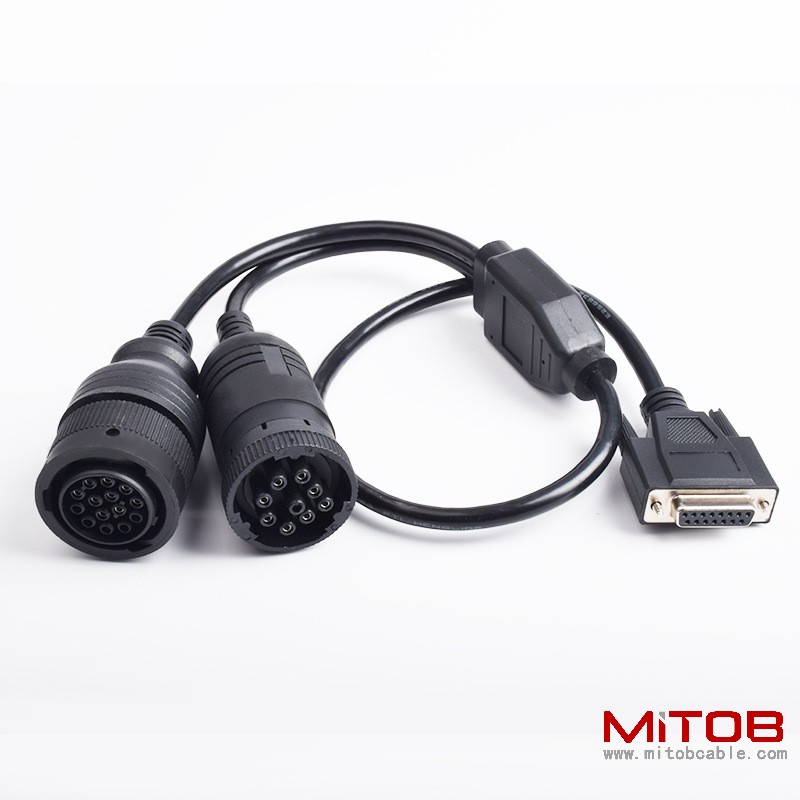 DB15Pin to Cummins J1939 9-pin AND 14 pin truck diagnostic cable