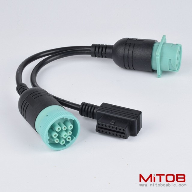 30cm  J1939-9PIN cable  for  Cummins J1939 9pin to right angle OBD2 16pin and J1939 9pin cable