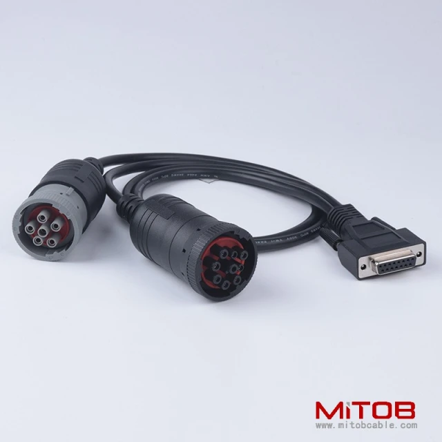DB15Pin to J1939 9pin and J1708 6PIN diagnostic  cable for truck