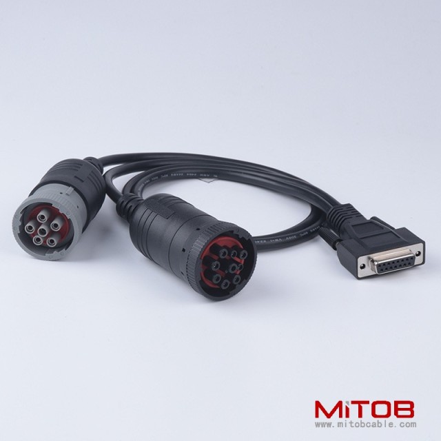 DB15Pin to J1939 9pin and J1708 6PIN diagnostic  cable for truck
