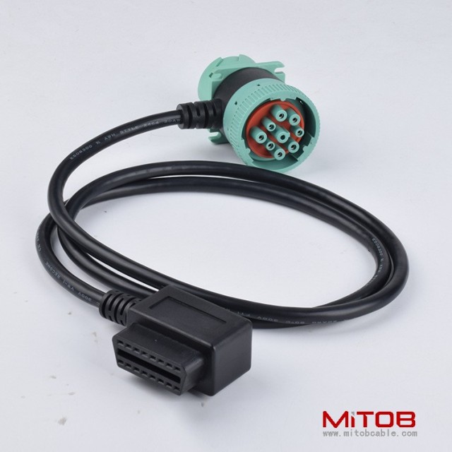 1 meter  obd  16pin  female  to  J1939  9pin  female and   J1939  9pin  male cable  J1939 9Pin cable for truck Cummins engines