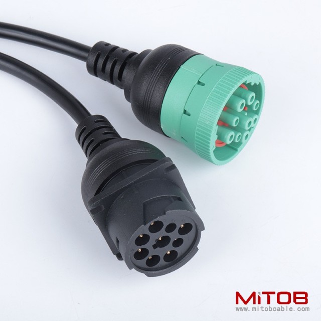 30 cm OBD  16PIN  female  to J1939 9PIN female  and  J1939 9pin  male  cable   for cummins