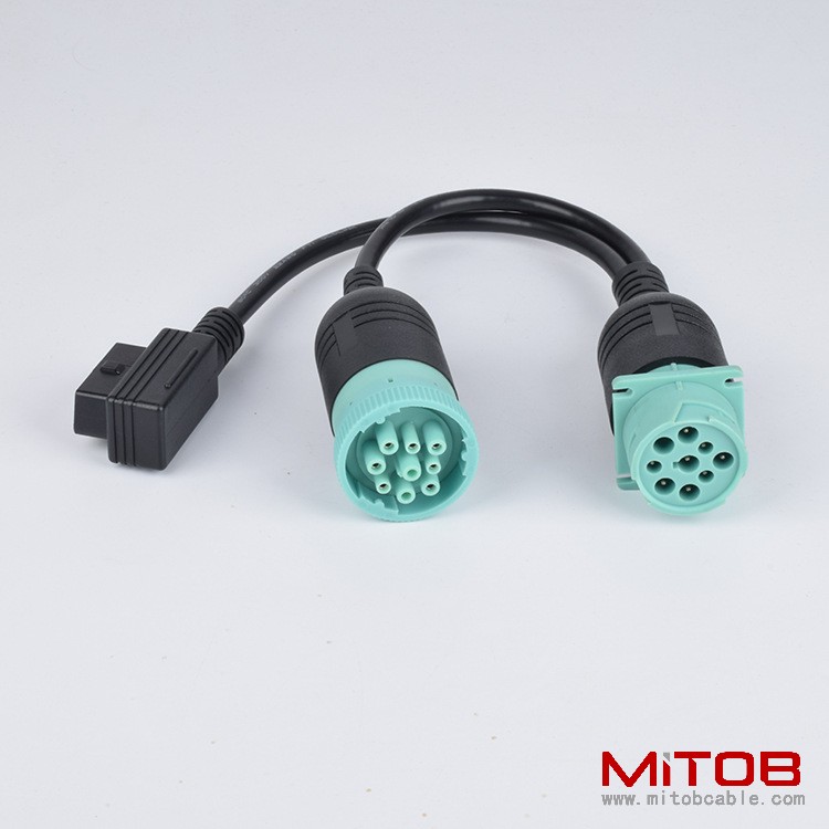 30cm  J1939-9PIN cable  for  Cummins J1939 9pin to right angle OBD2 16pin and J1939 9pin cable