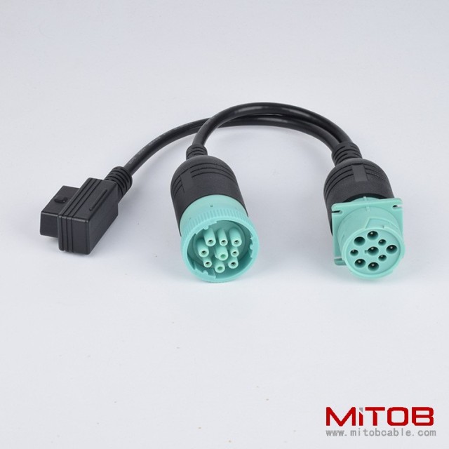 30cm  J1939-9PIN cable  for  Cummins J1939 9pin to right angle OBD2 16pin and J1939 9pin cable