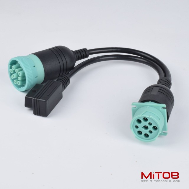 30cm  J1939-9PIN cable  for  Cummins J1939 9pin to right angle OBD2 16pin and J1939 9pin cable