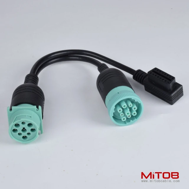 30cm  J1939-9PIN cable  for  Cummins J1939 9pin to right angle OBD2 16pin and J1939 9pin cable