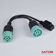 30cm  J1939-9PIN cable  for  Cummins J1939 9pin to right angle OBD2 16pin and J1939 9pin cable
