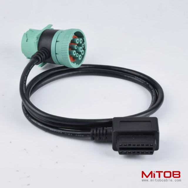 1 meter  obd  16pin  female  to  J1939  9pin  female and   J1939  9pin  male cable  J1939 9Pin cable for truck Cummins engines