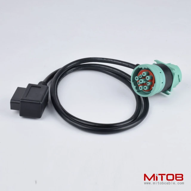 1 meter  obd  16pin  female  to  J1939  9pin  female and   J1939  9pin  male cable  J1939 9Pin cable for truck Cummins engines