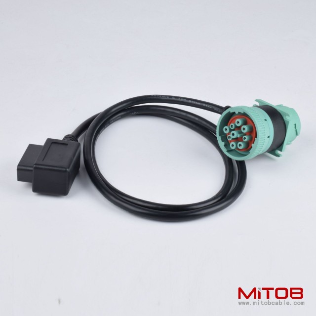 1 meter  obd  16pin  female  to  J1939  9pin  female and   J1939  9pin  male cable  J1939 9Pin cable for truck Cummins engines