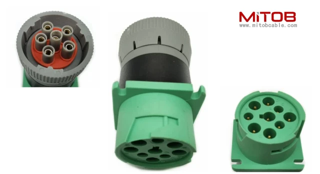 Green 9pin J1939 Type 2 to 6pin J1708 Adapter