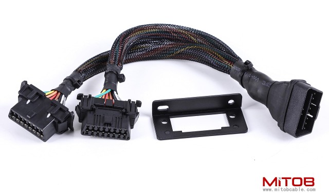 20AWG Thick Universal OBDii  Split Y Cable 1 Male to Dual Female Cable for Code Reader & GPS