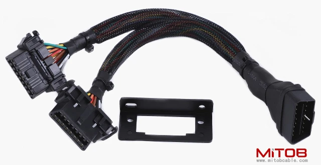 20AWG Thick Universal OBDii  Split Y Cable 1 Male to Dual Female Cable for Code Reader & GPS