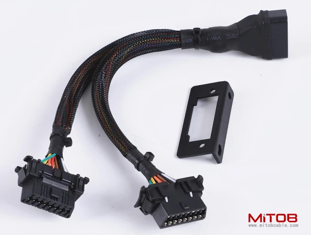 20AWG Thick Universal OBDii  Split Y Cable 1 Male to Dual Female Cable for Code Reader & GPS