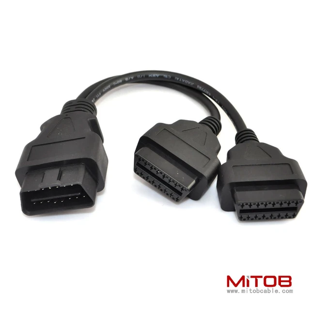 30cm/12 OBD2 OBD II Splitter Extension Y J1962 16 Pin Cable Male to Dual Female Cord Adapter