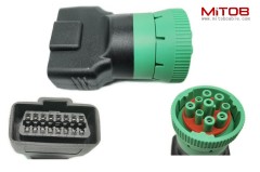 Type 2 Green 9pin J1939 to OBD2 16pin J1962 Female Adapter