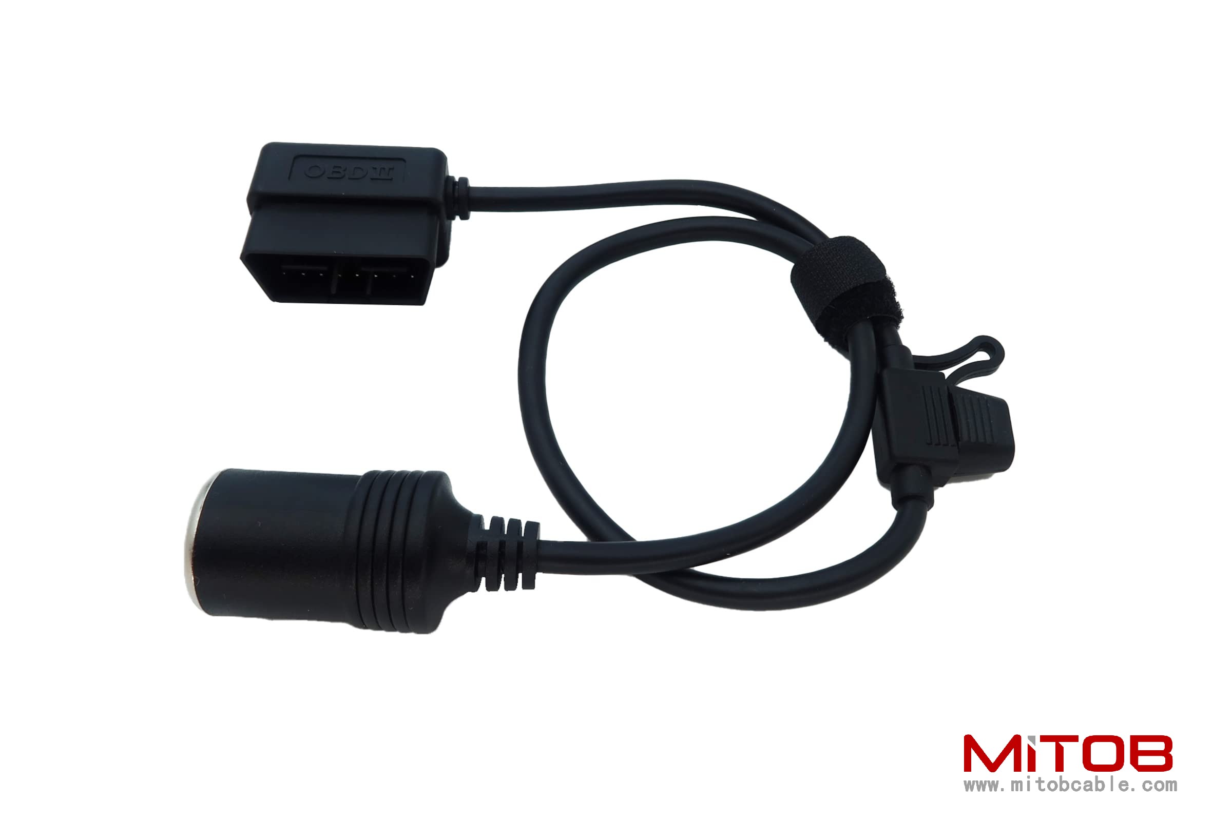 Right Angle Low-Profile OBD2 Male to Cigar Lighter Female Connector Cable Car Constant Power Cable 2ft/60cm