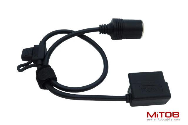 Right Angle Low-Profile OBD2 Male to Cigar Lighter Female Connector Cable Car Constant Power Cable 2ft/60cm