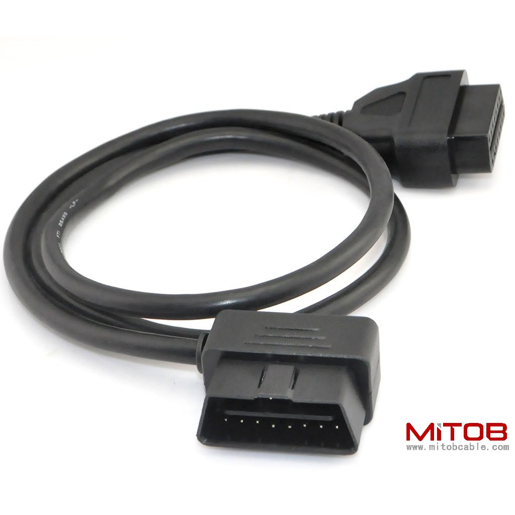 3ft 100cm OBD-II OBD2 Right Angle 16 Pin Auto Car Male to Female Extension Cable Diagnostic Extender Cord Adapter