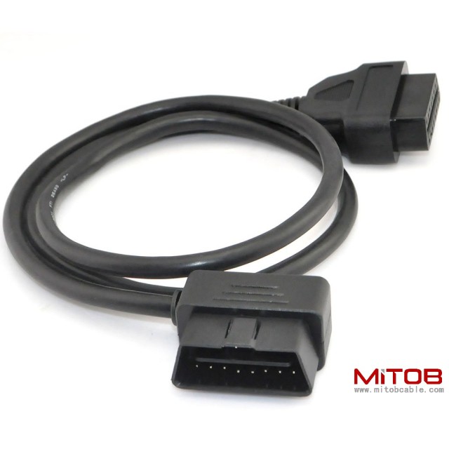 3ft 100cm OBD-II OBD2 Right Angle 16 Pin Auto Car Male to Female Extension Cable Diagnostic Extender Cord Adapter