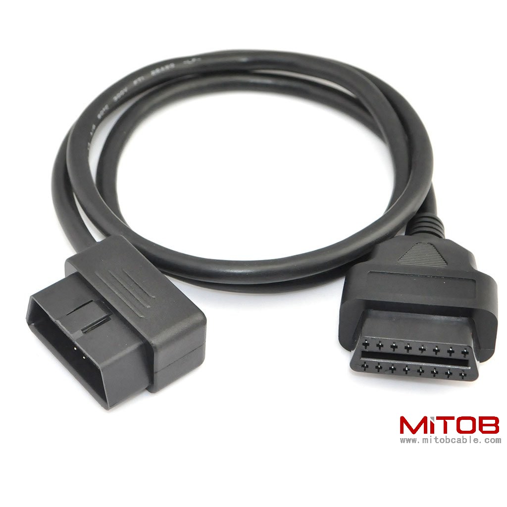 3ft 100cm OBD-II OBD2 Right Angle 16 Pin Auto Car Male to Female Extension Cable Diagnostic Extender Cord Adapter