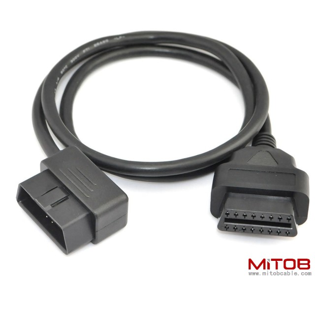 3ft 100cm OBD-II OBD2 Right Angle 16 Pin Auto Car Male to Female Extension Cable Diagnostic Extender Cord Adapter