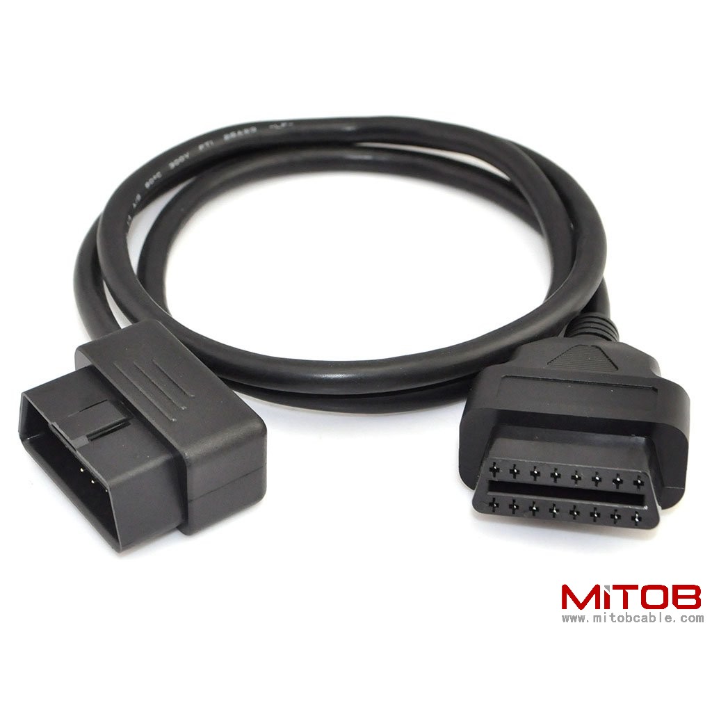 3ft 100cm OBD-II OBD2 Right Angle 16 Pin Auto Car Male to Female Extension Cable Diagnostic Extender Cord Adapter